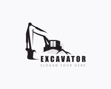 Ilustración de Excavadora logo creativo negro vector dibujar ilustración negocio - Imagen libre de derechos
