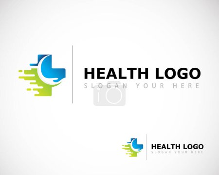 Ilustración de Salud logo cuidado creativo rápido más diseño médico concepto color moderno hospital signo símbolo - Imagen libre de derechos