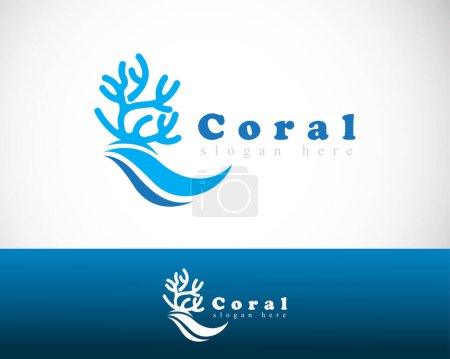 Illustration for Coral logo creative beach emblem brand illustration vector wave - Royalty Free Image