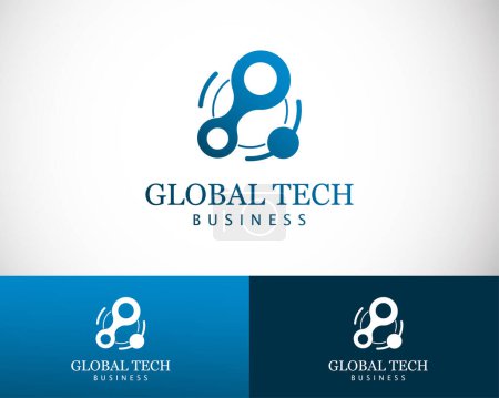 Ilustración de Logotipo tecnológico global icono creativo signo símbolo ciencia laboratorio molécula conectar - Imagen libre de derechos
