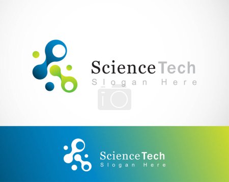 Ilustración de Ciencia logo diseño creativo concepto color tecnología moderna molécula educación laboratorio conectar símbolo de signo digital - Imagen libre de derechos