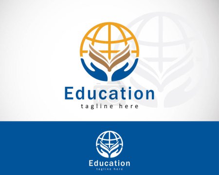 Ilustración de Mundo educación logo creativo libro escuela signo símbolo emblema diseño plantilla - Imagen libre de derechos