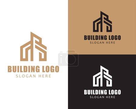 Ilustración de Logo de construcción línea creativa emblema marca construcción minimalista - Imagen libre de derechos
