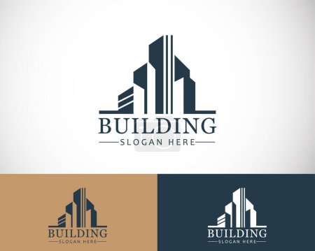 Téléchargez les illustrations : Bâtiment logo design créatif modèle illustration vecteur construire ville immobilier entreprise appartement - en licence libre de droit