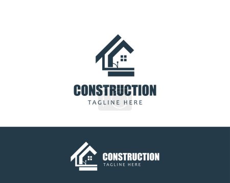 Ilustración de Logo de construcción creativo diseño de casas concepto de negocio signo de construcción símbolo - Imagen libre de derechos