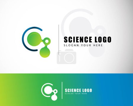 Illustration for Science logo creative molecule connect pixel bio tech logo - Royalty Free Image