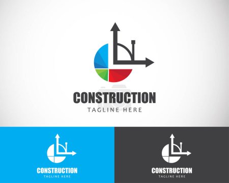 Téléchargez les illustrations : Construire logo créatif flèche diagramme logo concept bâtiment - en licence libre de droit