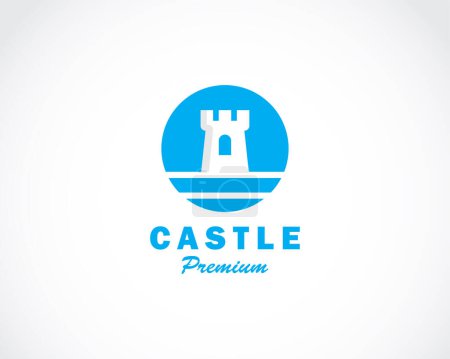 Téléchargez les illustrations : Logo château créatif emblème marque design vecteur - en licence libre de droit