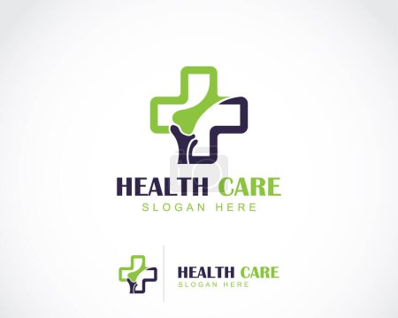Téléchargez les illustrations : Logo des soins de santé logo créatif en os plus symbole de conception d'hôpital clinique - en licence libre de droit