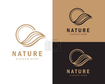 Téléchargez les illustrations : Logo nature cercle créatif emblème vintage art ligne art - en licence libre de droit