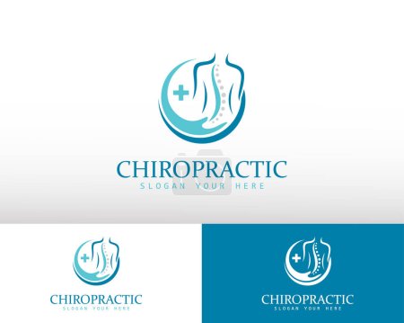 Téléchargez les illustrations : Logo chiropratique solution de soins de santé créative massage clinique médicale des mains - en licence libre de droit