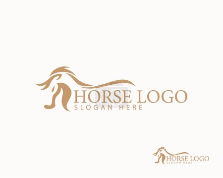 Téléchargez les illustrations : Logo cheval créatif animal tête sprint emblème modèle de conception - en licence libre de droit