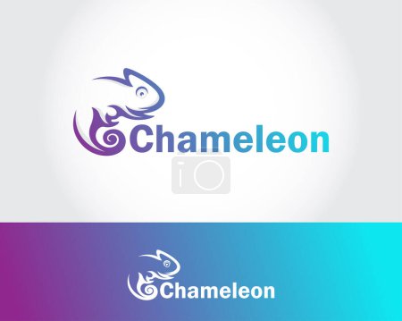 Téléchargez les illustrations : Caméléon logo design créatif couleur animal moderne vie sauvage entreprise - en licence libre de droit