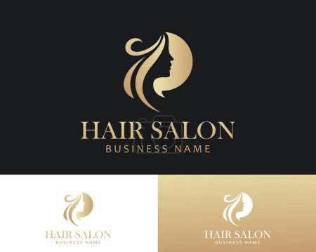 Téléchargez les illustrations : Salon de coiffure logo créatif beauté conception concept massage femmes emblème entreprise - en licence libre de droit