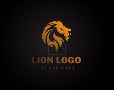 Téléchargez les illustrations : Lion logo créatif tête vecteur animal signe fort symbole - en licence libre de droit