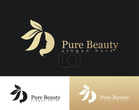 Téléchargez les illustrations : Pure beauté logo créatif salon femmes massage entreprise emblème nature congé - en licence libre de droit