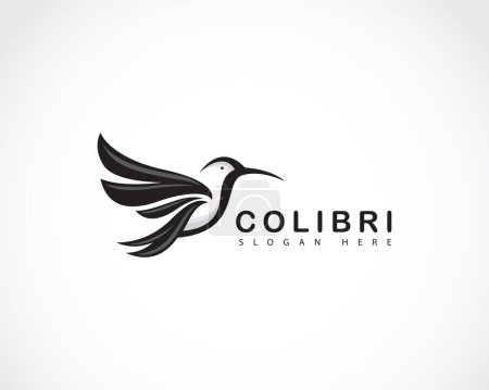 Téléchargez les illustrations : Colibri oiseau logo créatif animal volant vecteur noir - en licence libre de droit