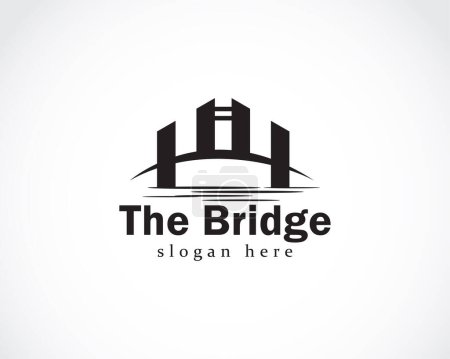 Téléchargez les illustrations : Modèle de conception créative logo pont vecteur noir - en licence libre de droit