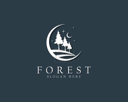 Illustration for Forest logo creative moon landscape outdoor illustration vector - Royalty Free Image