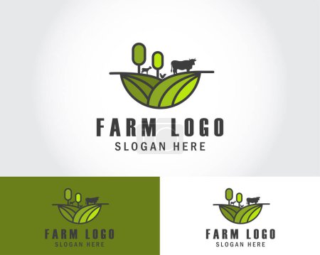 Ilustración de Logotipo de granja crecimiento creativo empresa agrícola emblema diseño plantilla - Imagen libre de derechos