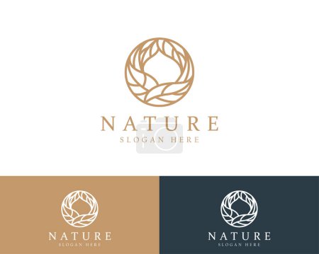 Illustration for Nature logo creative emblem circle tea business design template leave - Royalty Free Image