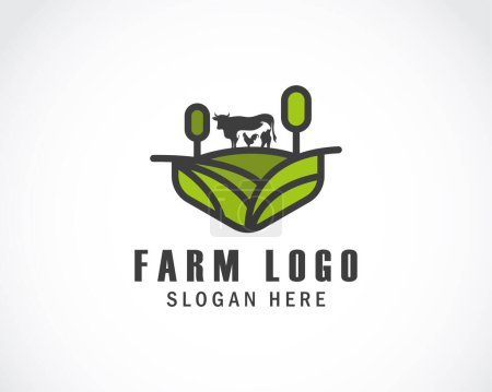 Téléchargez les illustrations : Logo de ferme créatif animal entreprise industrie emblème illustration vecteur - en licence libre de droit