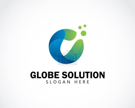 Téléchargez les illustrations : Globe solution logo créatif cercle monde terre technologie couleur moderne - en licence libre de droit