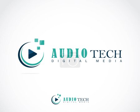 Ilustración de Audio media tech logo diseño creativo concepto digital pixel - Imagen libre de derechos