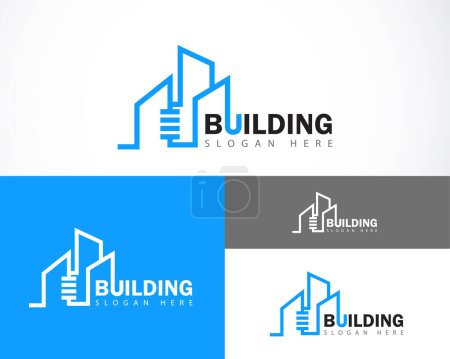 Ilustración de Edificio logo creativo apartamento ciudad skyline diseño plantilla - Imagen libre de derechos