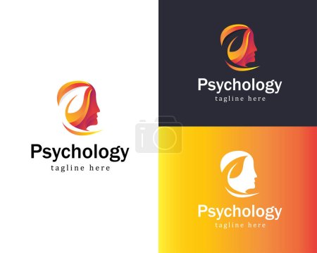 Ilustración de Logo psicología naturaleza creativa dejar salud clínica inteligente mente diseño carácter - Imagen libre de derechos