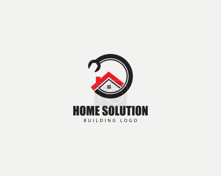 Téléchargez les illustrations : Home solution logo créatif bâtiment service conception concept - en licence libre de droit