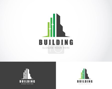 Ilustración de Logo del edificio finanzas creativas flecha marketing concepto de diseño de negocios - Imagen libre de derechos