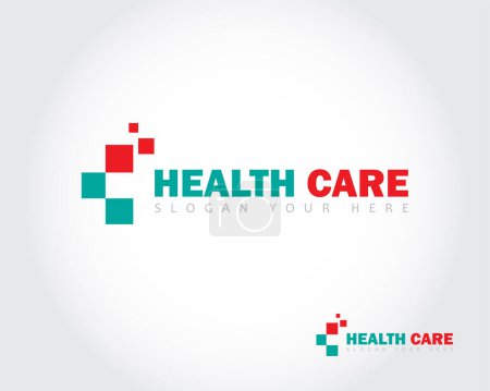Illustration for Health care logo creative clinic hospital plus design concept tech doctor virtual - Royalty Free Image