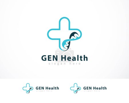 Ilustración de Gen health logo creative DNA science clinic hospital plus design creative - Imagen libre de derechos