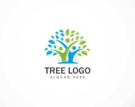Téléchargez les illustrations : Arbre logo concept créatif personnes succès conception modèle éducation - en licence libre de droit