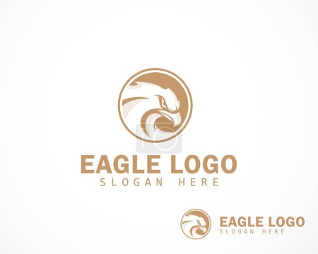 Téléchargez les illustrations : Logo aigle créatif emblème tête animal colère puissance équipe de conception - en licence libre de droit