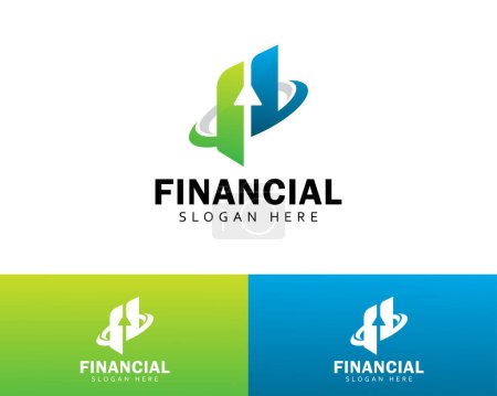 Ilustración de Logo financiero creativo flecha diagrama mercado invertir negocio - Imagen libre de derechos