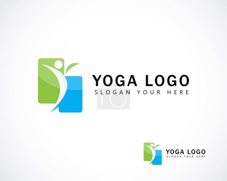 Téléchargez les illustrations : Yoga logo signe symbole sport gens abstrait heureux beauté corps et spa - en licence libre de droit