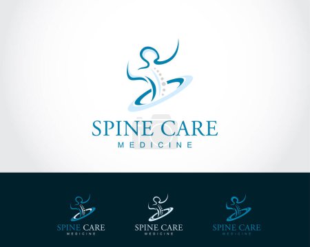 Téléchargez les illustrations : Logo soins de la colonne vertébrale clinique créative massage médical osseux - en licence libre de droit