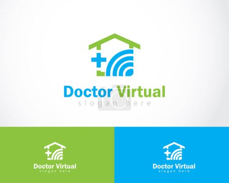 Illustration for Doctor virtual design concept home clinic online - Royalty Free Image