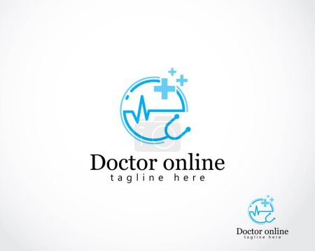 Illustration for Doctor virtual design concept home clinic online consult - Royalty Free Image