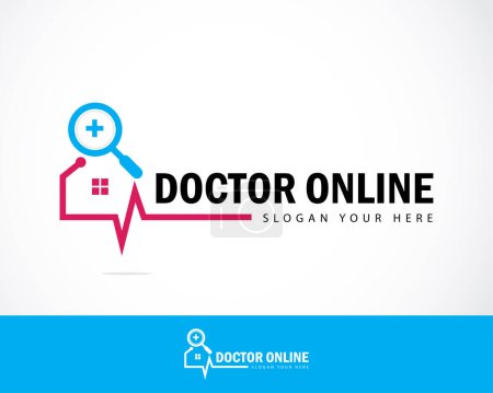 Illustration for Doctor online logo creative search home smart health design concept - Royalty Free Image
