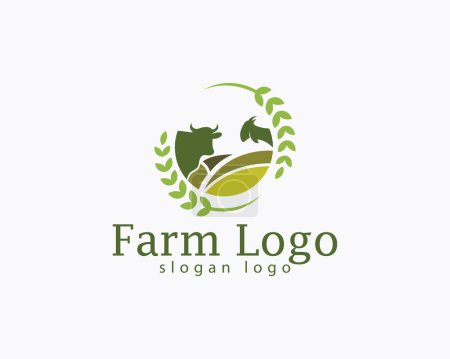 Ilustración de Granja logo creativo agricultura trigo vector icono diseño - Imagen libre de derechos