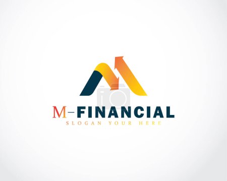Ilustración de Logotipo financiero letra creativa m signo símbolo negocio flecha icono diseño - Imagen libre de derechos