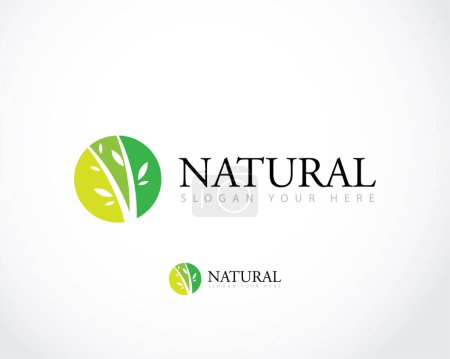 Illustration for Nature symbol creative organic concept. Bio health care herbal abstract business eco logo. Fresh food, circle pack, beauty flora, pharmacy icon. - Royalty Free Image