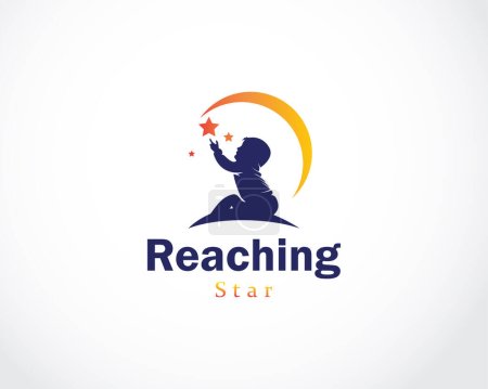 Téléchargez les illustrations : Atteindre étoile logo créatif enfants conception concept vecteur - en licence libre de droit