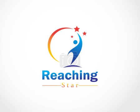 Illustration for Reaching star logo creative people abstract design concept success - Royalty Free Image