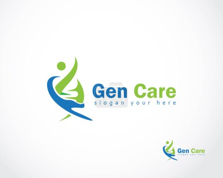Illustration for Gen care logo creative people and hand design concept DNA logo - Royalty Free Image