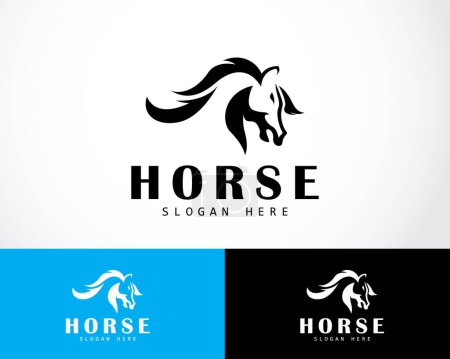 Illustration for Horse logo design vector animal head horse tattoo drawing - Royalty Free Image