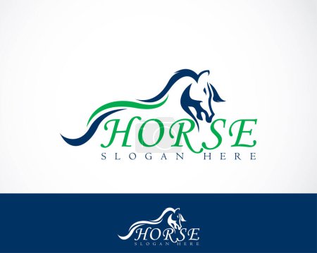 Téléchargez les illustrations : Conception de logo de cheval conception de course de vitesse minimaliste, concept de conception champion sportif - en licence libre de droit